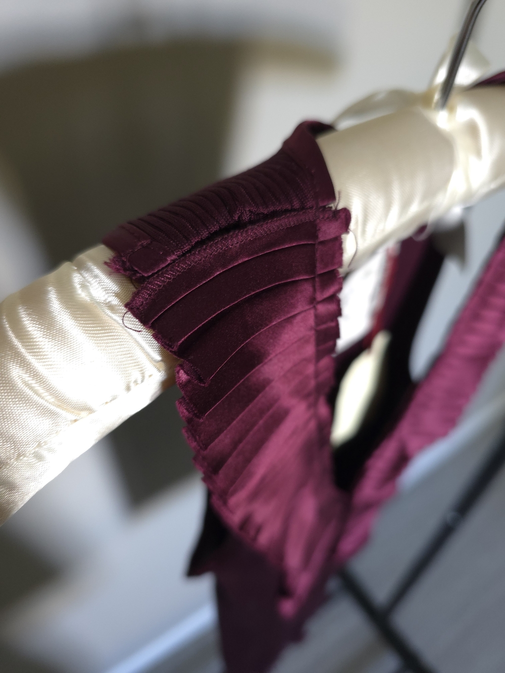 Salomay Silk Stretchy Burgundy Tank with Ruffle Trim - Picture 9 of 15